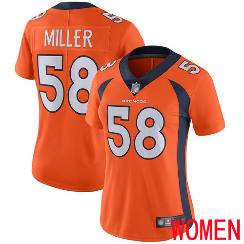 Women Denver Broncos 58 Von Miller Orange Team Color Vapor Untouchable Limited Player Football NFL Jersey